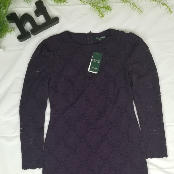 Ralph Lauren Purple Foral Lace Dress - Picture 6 of 10